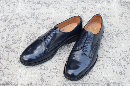 【極美品】SANDERS サンダース 1384A OFFICER SHOE オフィサーシューズ ネイビー NAVY UK7 / 26.0cm【W3476】