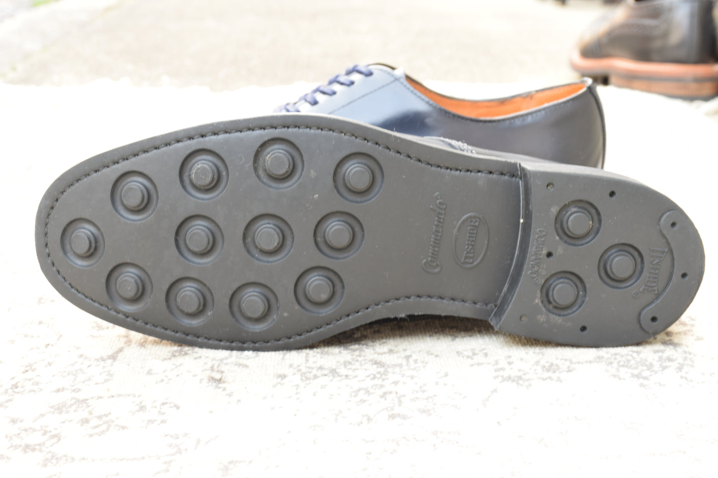 【極美品】SANDERS サンダース 1384A OFFICER SHOE オフィサーシューズ ネイビー NAVY UK7 / 26.0cm【W3476】