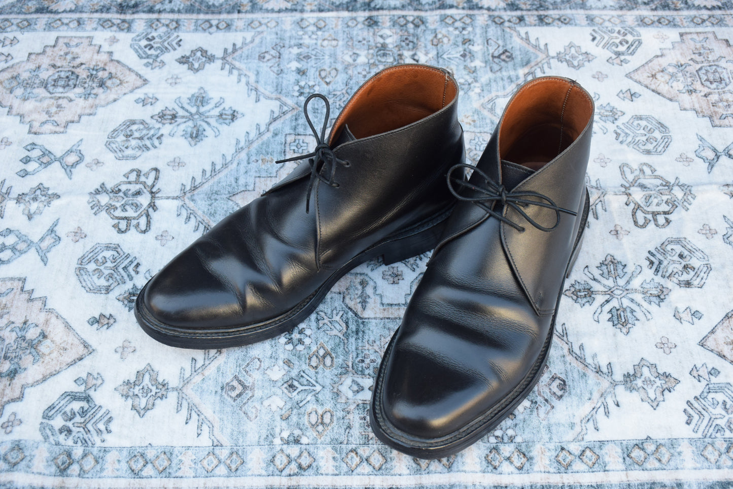 【良品】Crockett&Jones クロケットアンドジョーンズ CHUKKA チャッカブーツ レザーソール 黒 ブラック BLACK UK6 / 24.5cm【W2890】