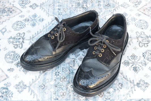 Tricker's トリッカーズ BOURTON バートン ウイング 外羽根 グレインレザー スエード コマンドソール 黒 ブラック BLACK UK6相当 / 24.5cm【W2861】