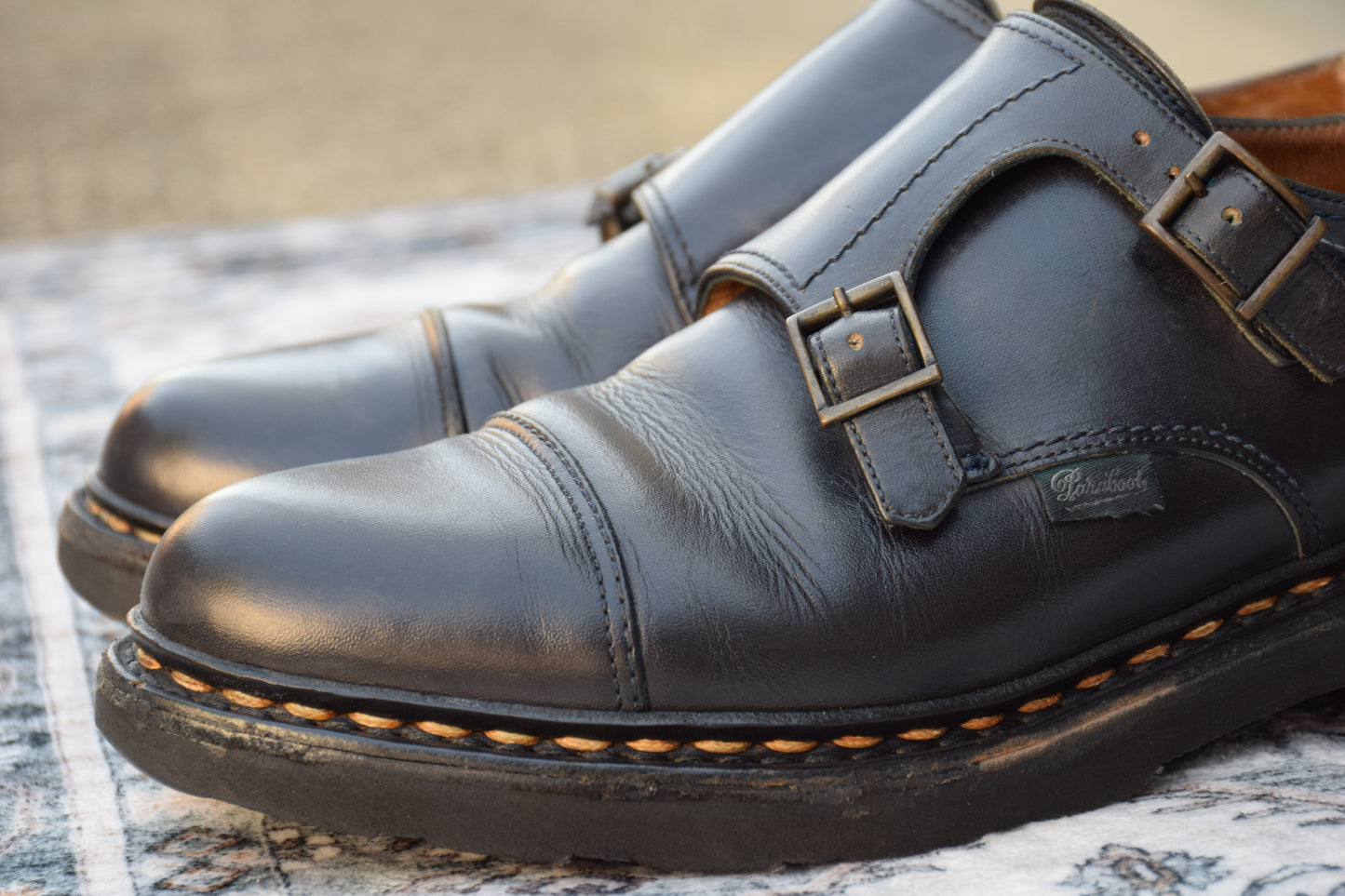 【良品】PARABOOT パラブーツ WILLIAM ウィリアム ダブルモンクストラップ ストレート 濃紺 ネイビー UK7.5 / 26cm【W2856】