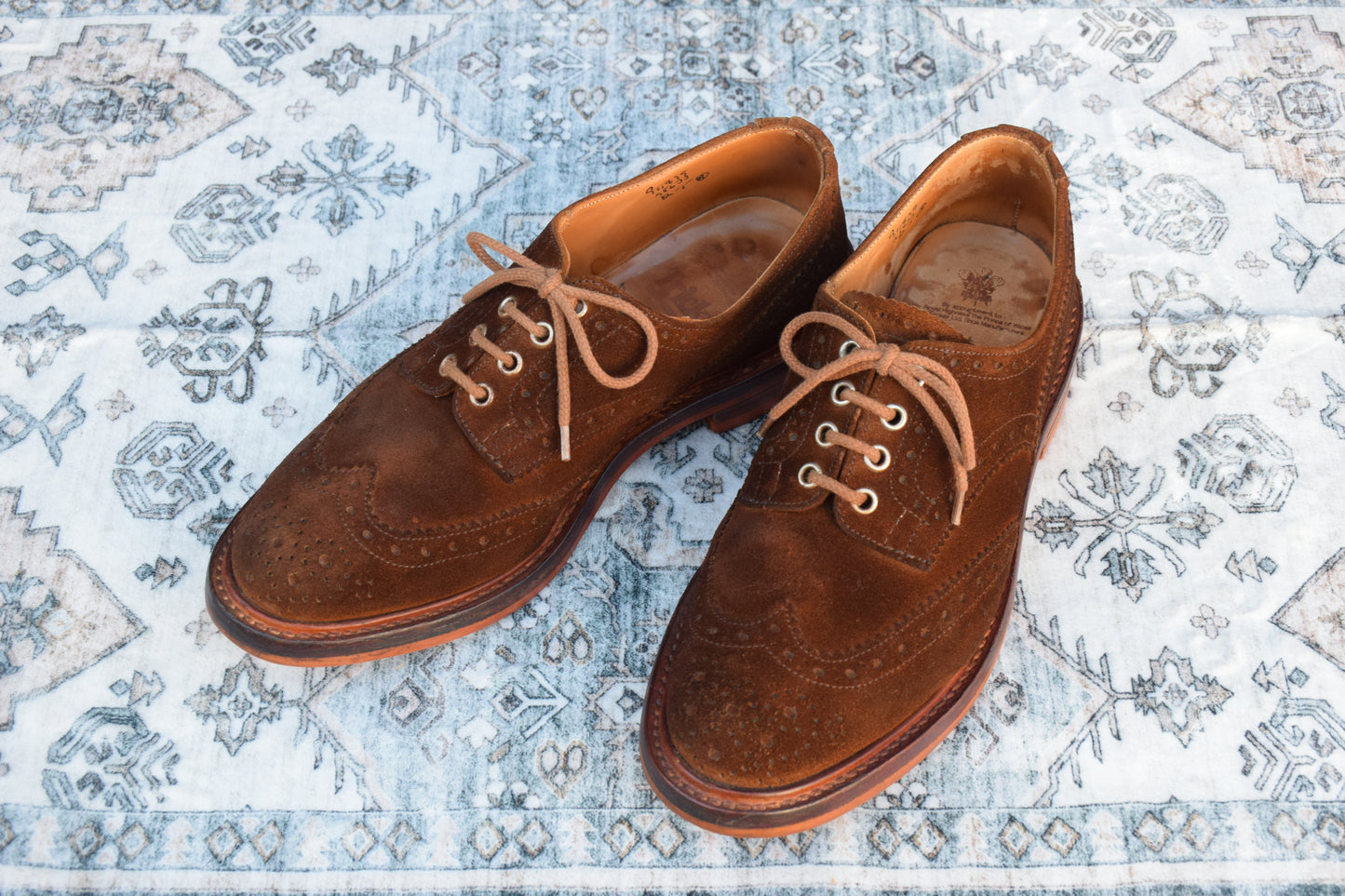 【良品】Tricker's トリッカーズ BOURTON バートン ウィング 外羽根 スエード 茶 ブラウン BROWN UK8.5 / 27cm【W2834】
