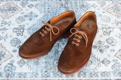 【良品】Tricker's トリッカーズ BOURTON バートン ウィング 外羽根 スエード 茶 ブラウン BROWN UK8.5 / 27cm【W2834】