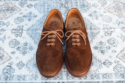 【良品】Tricker's トリッカーズ BOURTON バートン ウィング 外羽根 スエード 茶 ブラウン BROWN UK8.5 / 27cm【W2834】