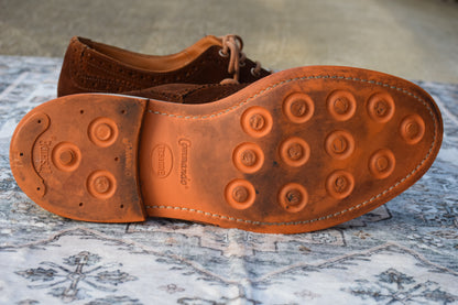 【良品】Tricker's トリッカーズ BOURTON バートン ウィング 外羽根 スエード 茶 ブラウン BROWN UK8.5 / 27cm【W2834】