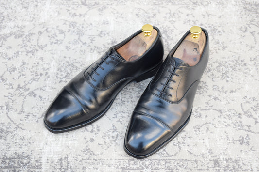 【良品】CROCKETT&JONES クロケット&ジョーンズ AUDLEY オードリー ストレート 内羽根 ハンドグレードライン 黒 ブラック UK7 / 25.5cm【W3484】