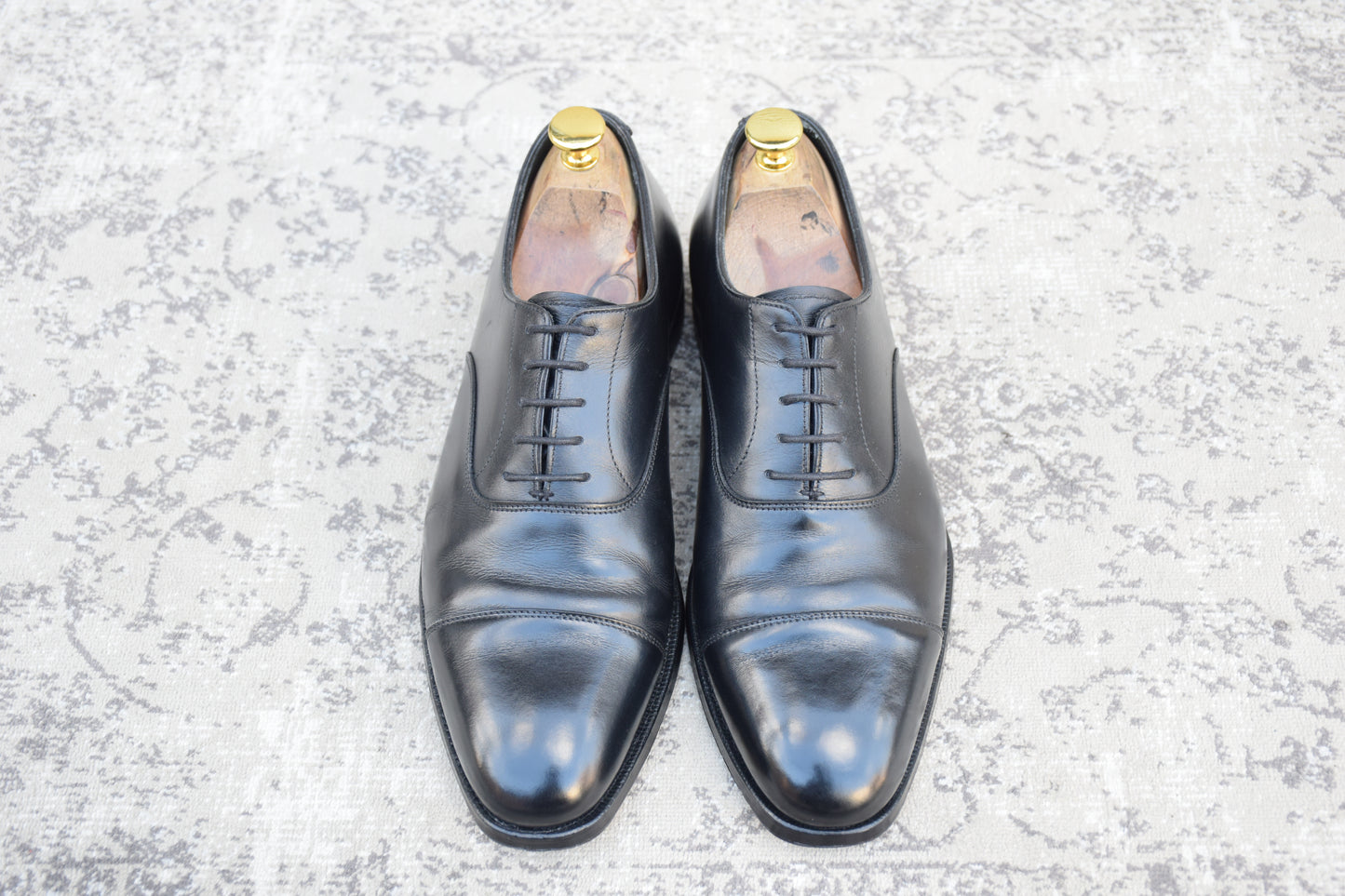 【良品】CROCKETT&JONES クロケット&ジョーンズ AUDLEY オードリー ストレート 内羽根 ハンドグレードライン 黒 ブラック UK7 / 25.5cm【W3484】