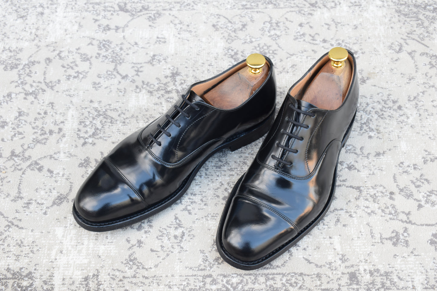【美品】Church's チャーチ CONSUL コンサル ストレート 内羽根 ポリッシュドバインダーカーフ 黒 ブラック UK6 / 24.5cm【W3487】