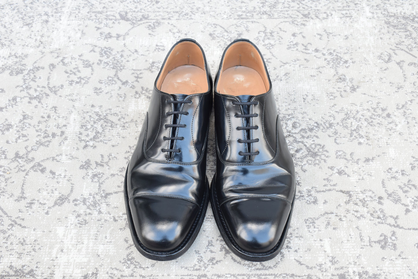 【美品】Church's チャーチ CONSUL コンサル ストレート 内羽根 ポリッシュドバインダーカーフ 黒 ブラック UK6 / 24.5cm【W3487】