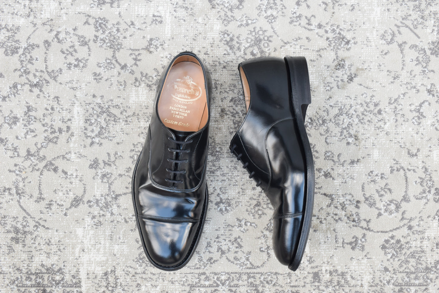 【美品】Church's チャーチ CONSUL コンサル ストレート 内羽根 ポリッシュドバインダーカーフ 黒 ブラック UK6 / 24.5cm【W3487】