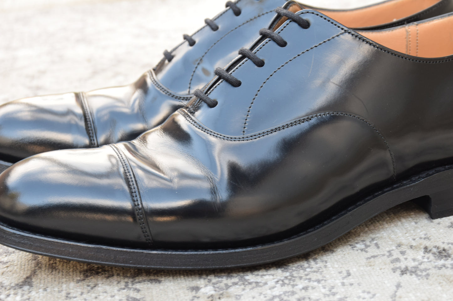 【美品】Church's チャーチ CONSUL コンサル ストレート 内羽根 ポリッシュドバインダーカーフ 黒 ブラック UK6 / 24.5cm【W3487】