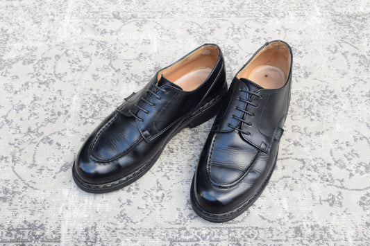 【良品】Paraboot パラブーツ CHAMBORD シャンボード Uチップ 外羽根 黒 ブラック 染め替え UK7.5 / 26.0cm【W3489】