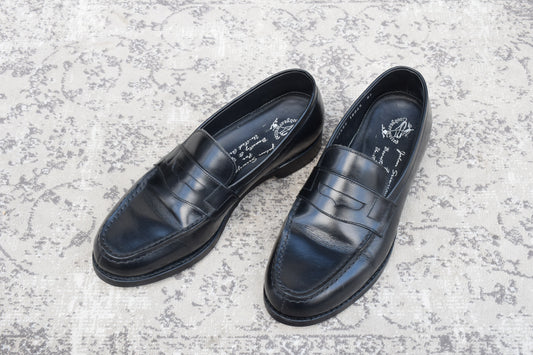 【良品】JALAN SRIWIJAYA ジャランスリワヤ 98589 シグニチャー コインローファー 黒 ブラック UK5.5 / 24.0cm【W3490】