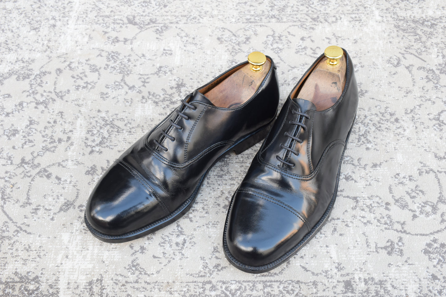 BRITISH MILITARY イギリス軍 OFFICER DRESS SHOES オフィサー ドレスシューズ ストレート 内羽根 ガラスレザー 黒 ブラック UK9 / 27.5cm相当【W3491】