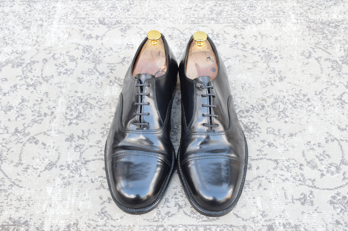 BRITISH MILITARY イギリス軍 OFFICER DRESS SHOES オフィサー ドレスシューズ ストレート 内羽根 ガラスレザー 黒 ブラック UK9 / 27.5cm相当【W3491】