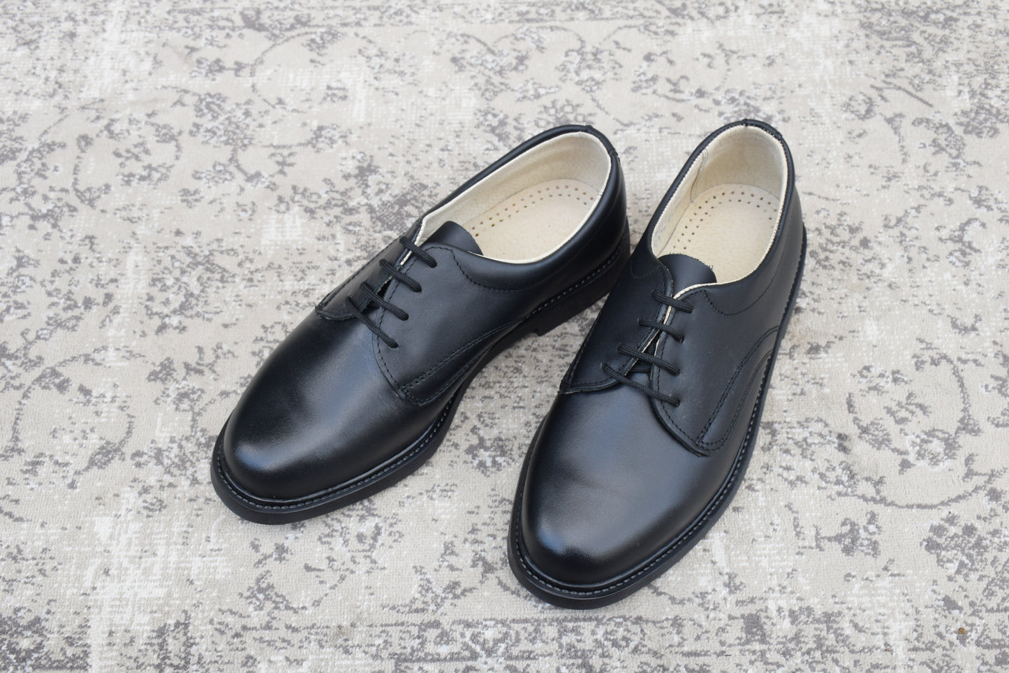【デッドストック 極美品】CZECH MILITARY チェコ軍 POSTMAN TYPE LEATHER SHOES ポストマンタイプ プレーン 外羽根 黒 ブラック 表記25.0cm / 着用感 UK5.5~6 / 24~24.5cm相当【W3493】