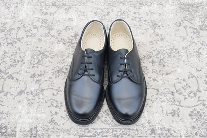 【デッドストック 極美品】CZECH MILITARY チェコ軍 POSTMAN TYPE LEATHER SHOES ポストマンタイプ プレーン 外羽根 黒 ブラック 表記25.0cm / 着用感 UK5.5~6 / 24~24.5cm相当【W3493】