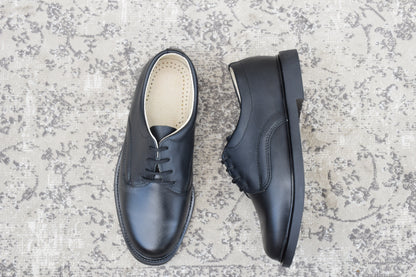 【デッドストック 極美品】CZECH MILITARY チェコ軍 POSTMAN TYPE LEATHER SHOES ポストマンタイプ プレーン 外羽根 黒 ブラック 表記25.0cm / 着用感 UK5.5~6 / 24~24.5cm相当【W3493】