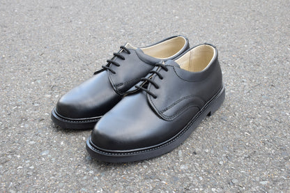 【デッドストック 極美品】CZECH MILITARY チェコ軍 POSTMAN TYPE LEATHER SHOES ポストマンタイプ プレーン 外羽根 黒 ブラック 表記25.0cm / 着用感 UK5.5~6 / 24~24.5cm相当【W3493】