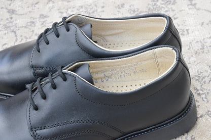 【デッドストック 極美品】CZECH MILITARY チェコ軍 POSTMAN TYPE LEATHER SHOES ポストマンタイプ プレーン 外羽根 黒 ブラック 表記25.0cm / 着用感 UK5.5~6 / 24~24.5cm相当【W3493】