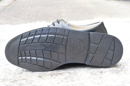 【デッドストック 極美品】CZECH MILITARY チェコ軍 POSTMAN TYPE LEATHER SHOES ポストマンタイプ プレーン 外羽根 黒 ブラック 表記25.0cm / 着用感 UK5.5~6 / 24~24.5cm相当【W3493】