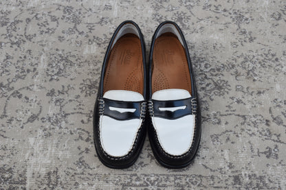 【美品】G.H.BASS ジーエイチバス WAYFARER ウェイファーラー コインローファー ビーフロール 黒×白 レディースモデル US6.5 / 23cm相当【W3494】