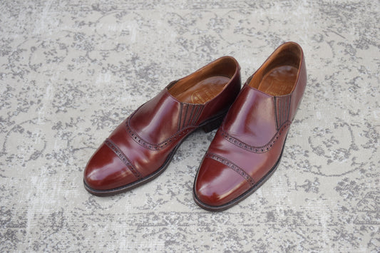 POULSEN SKONE&Co. ポールセン・スコーン｜サイドエラスティック｜クォーターブローグ バーガンディ UK6 / 24.5cm ダブルネーム W3622
