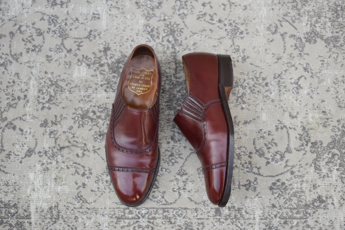 POULSEN SKONE&Co. ポールセン・スコーン｜サイドエラスティック｜クォーターブローグ バーガンディ UK6 / 24.5cm ダブルネーム W3622