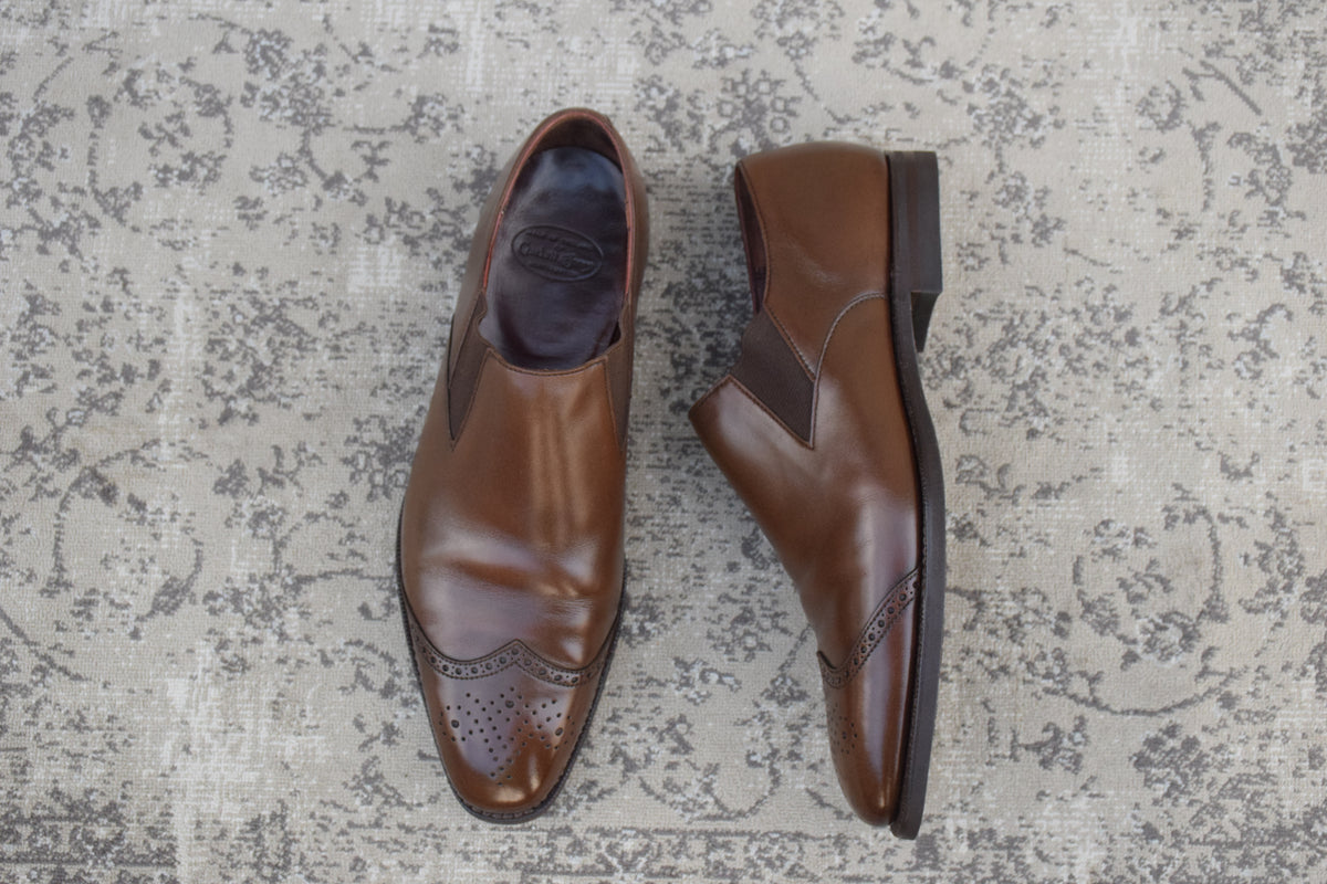 Crockett&Jones クロケットアンドジョーンズ｜サイドエラスティック ウイング｜ブラウン UK7.5D / 26cm シティソール W3625