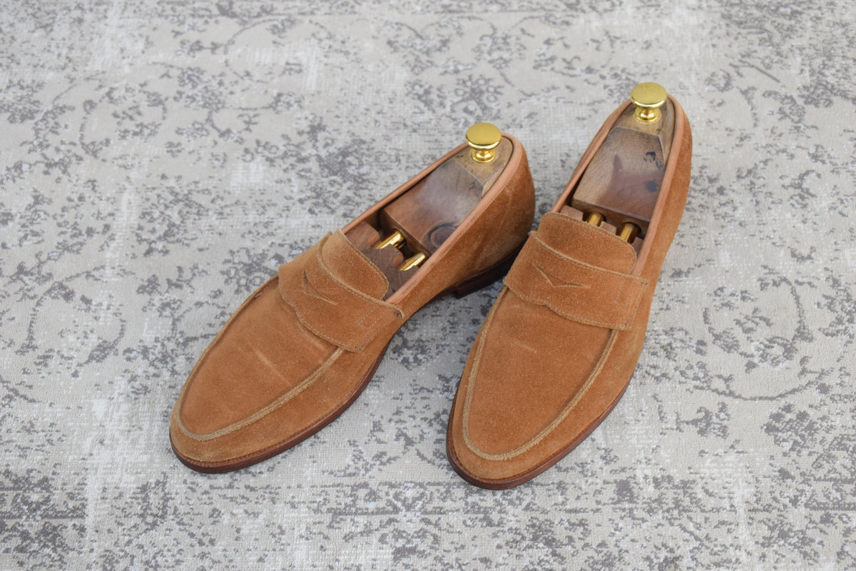Crockett&Jones クロケットアンドジョーンズ｜UNITED ARROWS別注｜コインローファー スエード ライトブラウン UK7 / 25.5cm W3626