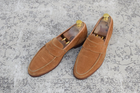 Crockett&Jones クロケットアンドジョーンズ｜UNITED ARROWS別注｜コインローファー スエード ライトブラウン UK7 / 25.5cm W3626