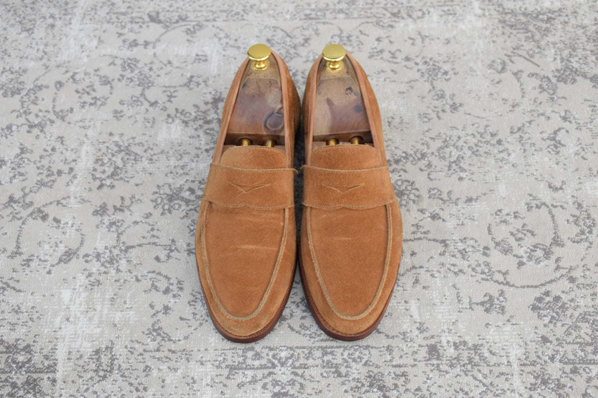 Crockett&Jones クロケットアンドジョーンズ｜UNITED ARROWS別注｜コインローファー スエード ライトブラウン UK7 / 25.5cm W3626