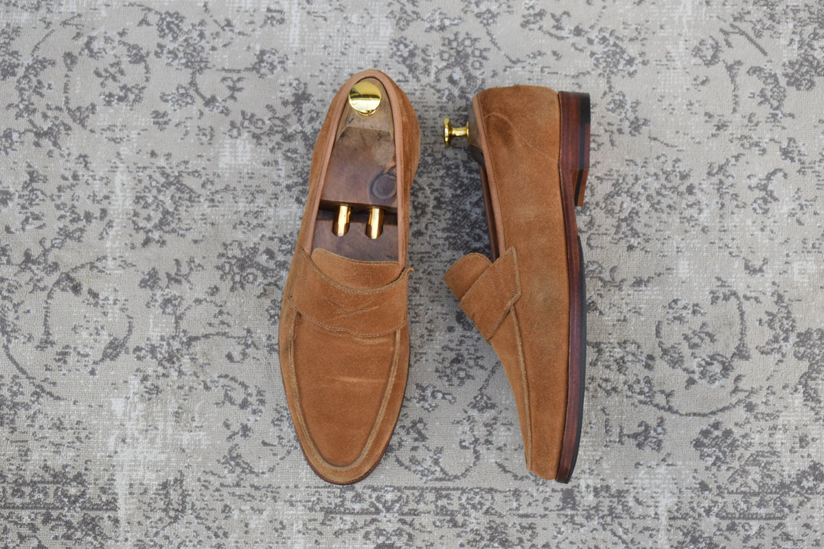 Crockett&Jones クロケットアンドジョーンズ｜UNITED ARROWS別注｜コインローファー スエード ライトブラウン UK7 / 25.5cm W3626
