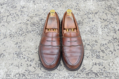 【リフト交換済み】CROCKETT&JONES クロケットアンドジョーンズ Boston2 ボストン2 ハーフサドル コインローファー シティソール 濃茶 / ブラウンUK5.5 / 24.0cm【W3498】