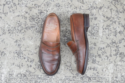 【リフト交換済み】CROCKETT&JONES クロケットアンドジョーンズ Boston2 ボストン2 ハーフサドル コインローファー シティソール 濃茶 / ブラウンUK5.5 / 24.0cm【W3498】