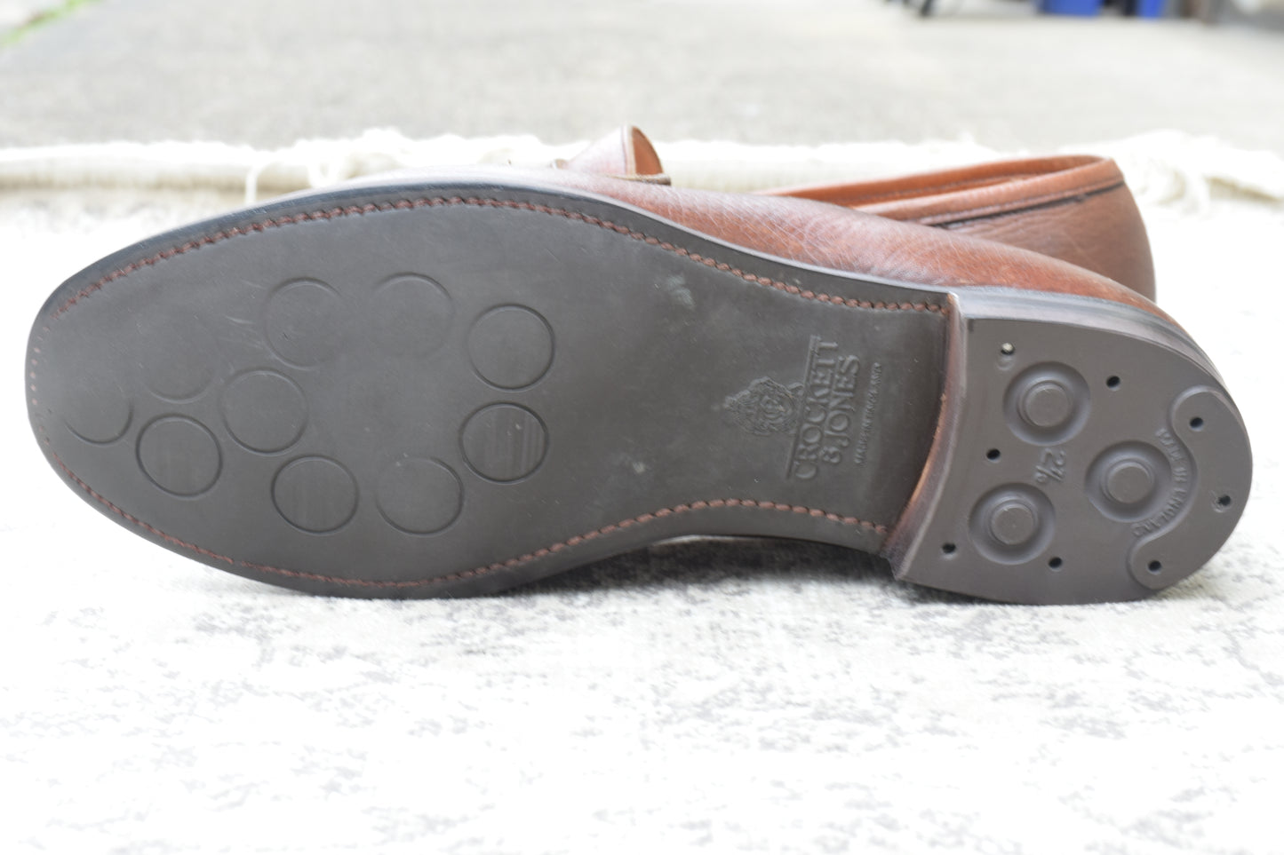 【リフト交換済み】CROCKETT&JONES クロケットアンドジョーンズ Boston2 ボストン2 ハーフサドル コインローファー シティソール 濃茶 / ブラウンUK5.5 / 24.0cm【W3498】