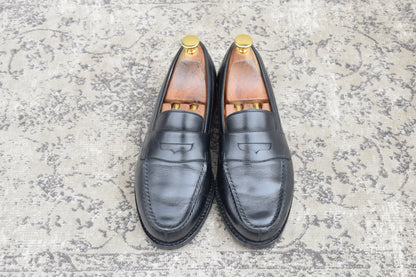 【美品】JALAN SRIWIJAYA ジャランスリワヤ 98998 GARUDA ガルーダ コインローファー ハーフサドル 黒 ブラック UK5 / 24.0cm【Ｗ3499】