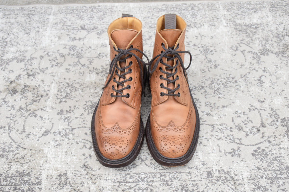 Tricker's トリッカーズ｜MALTON モールトン M2508｜カントリーブーツ フルブローグ エイコーン系ブラウン UK6 / 25cm ダブルレザーソール 英国製 W3632