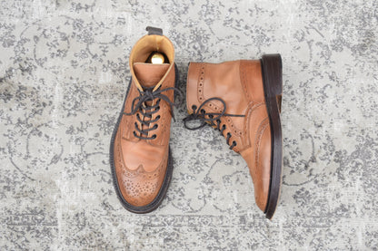 Tricker's トリッカーズ｜MALTON モールトン M2508｜カントリーブーツ フルブローグ エイコーン系ブラウン UK6 / 25cm ダブルレザーソール 英国製 W3632