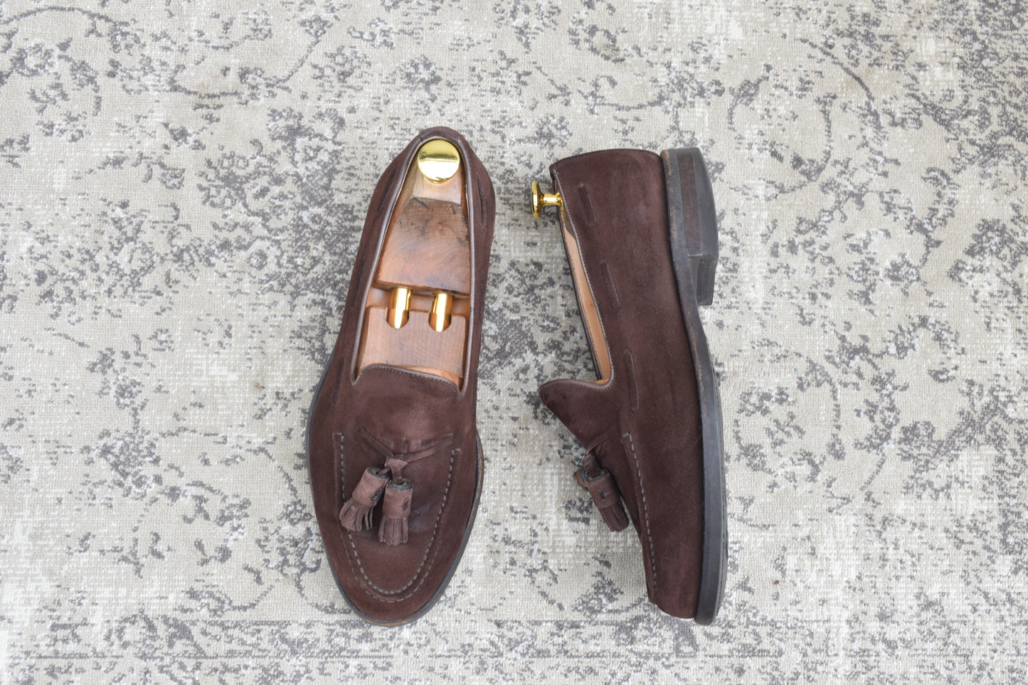 Berwick1707 バーウィック 4951 タッセルローファー スエード ダイナイトソール 濃茶 ブラウンUK6 / 25.0cm【Ｗ3500】