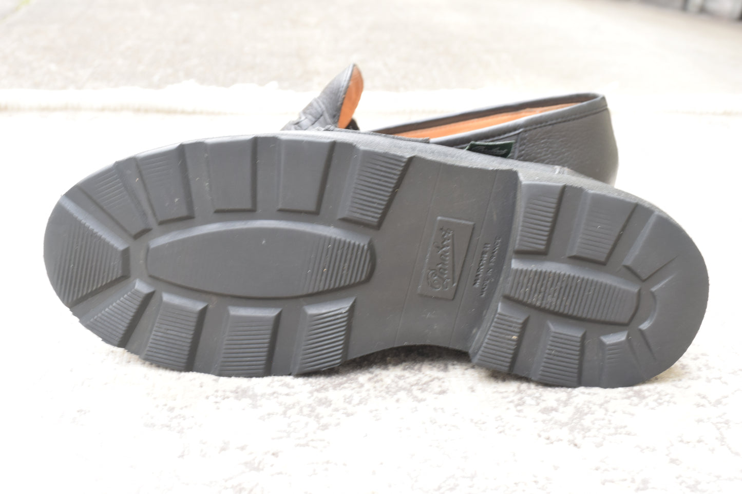 【美品】PARABOOT パラブーツ REIMS ランス コインローファー ビーフサドル マルシェ2ソール 黒 ブラック UK6.5 / 25.0cm【Ｗ3501】