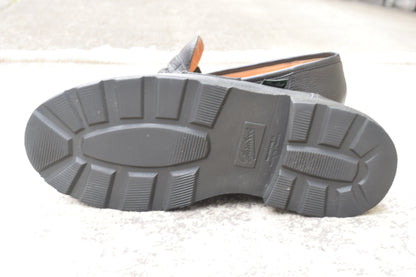 【美品】PARABOOT パラブーツ REIMS ランス コインローファー ビーフサドル マルシェ2ソール 黒 ブラック UK6.5 / 25.0cm【Ｗ3501】