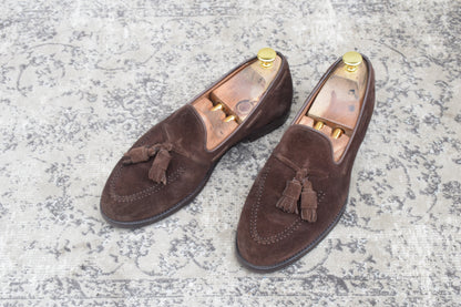 【良品】CROCKETT&JONES クロケットアンドジョーンズ Cavendish3 キャベンディッシュ3 タッセルローファー スエード シティソール 濃茶 ブラウン UK7 / 25.5cm【Ｗ3502】