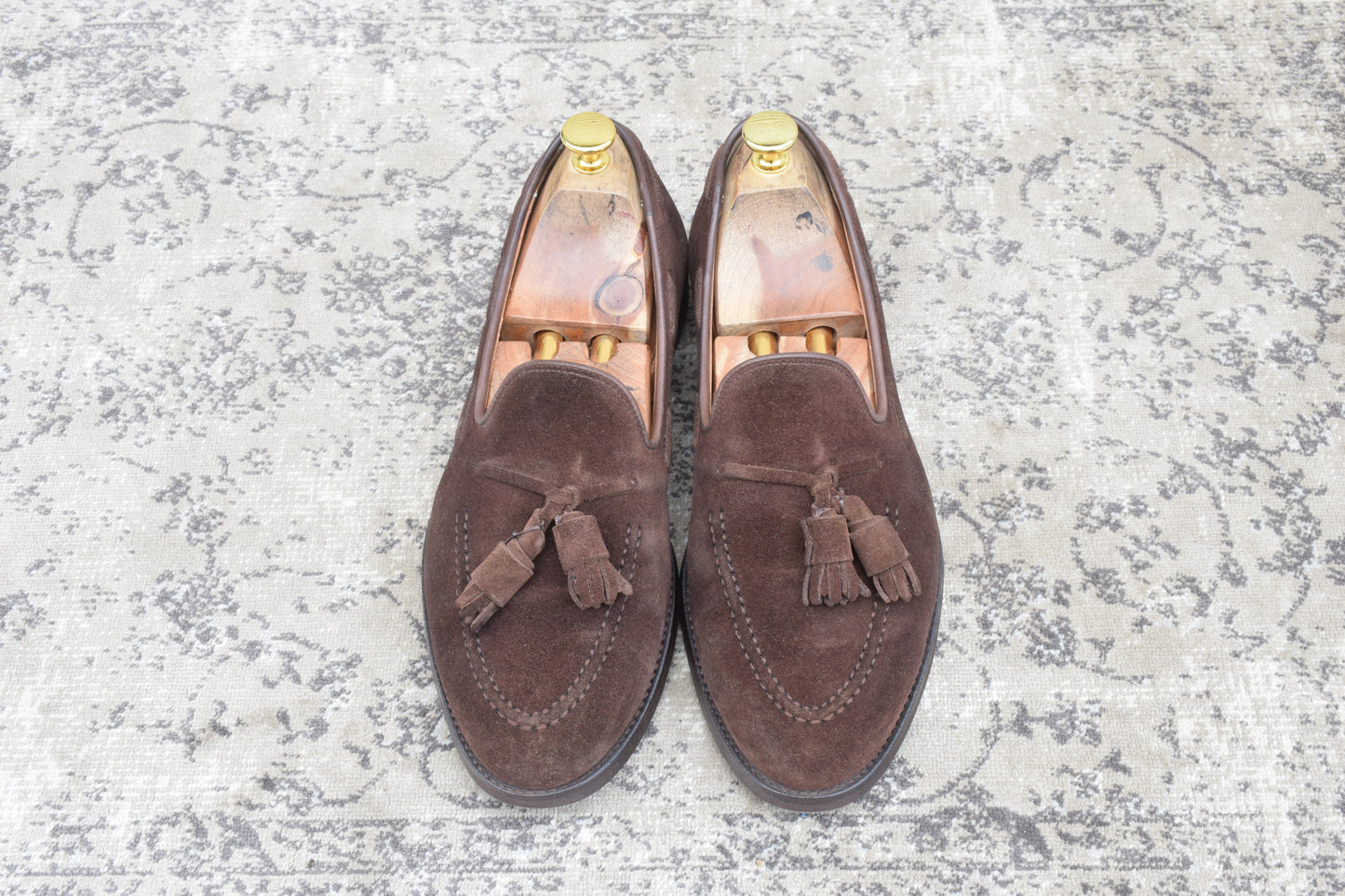 【良品】CROCKETT&JONES クロケットアンドジョーンズ Cavendish3 キャベンディッシュ3 タッセルローファー スエード シティソール 濃茶 ブラウン UK7 / 25.5cm【Ｗ3502】