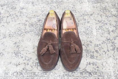 【良品】CROCKETT&JONES クロケットアンドジョーンズ Cavendish3 キャベンディッシュ3 タッセルローファー スエード シティソール 濃茶 ブラウン UK7 / 25.5cm【Ｗ3502】