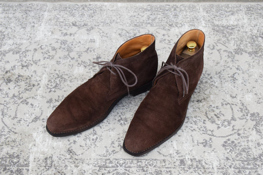 Crockett&Jones クロケットアンドジョーンズ｜TETBURY テットベリー｜スエード チャッカブーツ ダークブラウン UK7E / 25.5cm 348ラスト シティソール 英国製 W3634