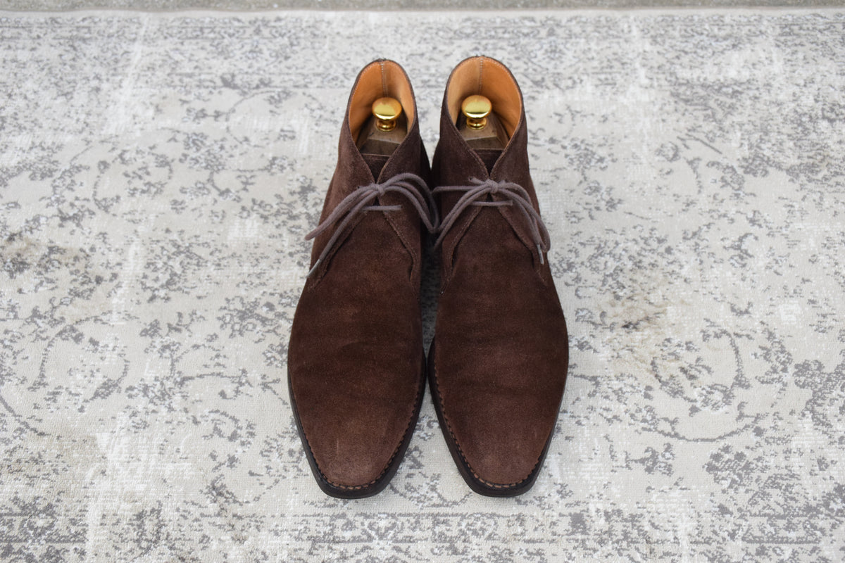 Crockett&Jones クロケットアンドジョーンズ｜TETBURY テットベリー｜スエード チャッカブーツ ダークブラウン UK7E / 25.5cm 348ラスト シティソール 英国製 W3634