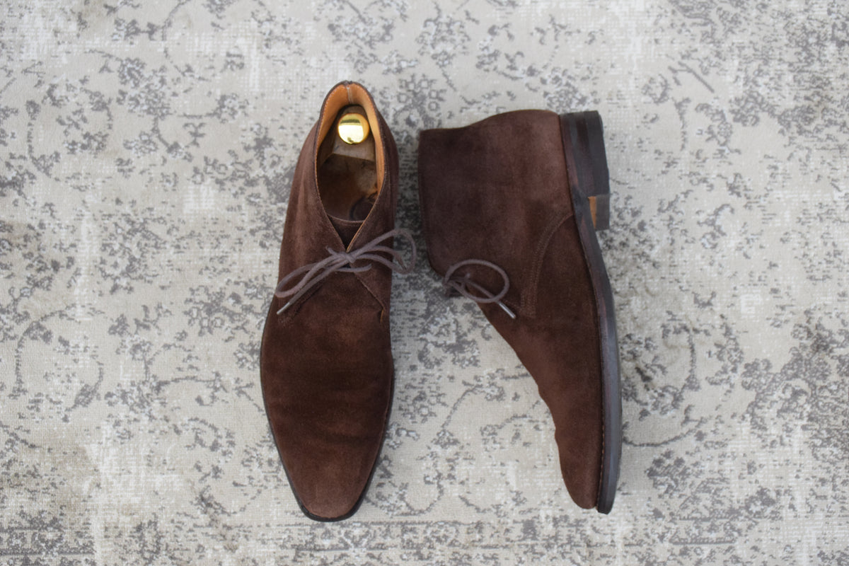 Crockett&Jones クロケットアンドジョーンズ｜TETBURY テットベリー｜スエード チャッカブーツ ダークブラウン UK7E / 25.5cm 348ラスト シティソール 英国製 W3634