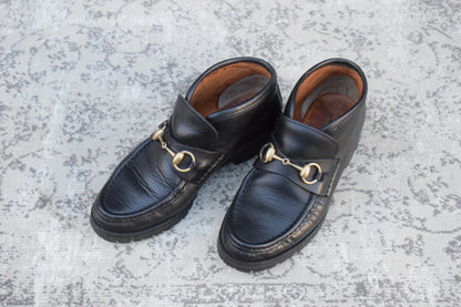 GUCCI グッチ｜ホースビット チャッカブーツ｜ホースビット レザー ブラック US6.5相当 / 23.5cm レディース ラバーソール W3637