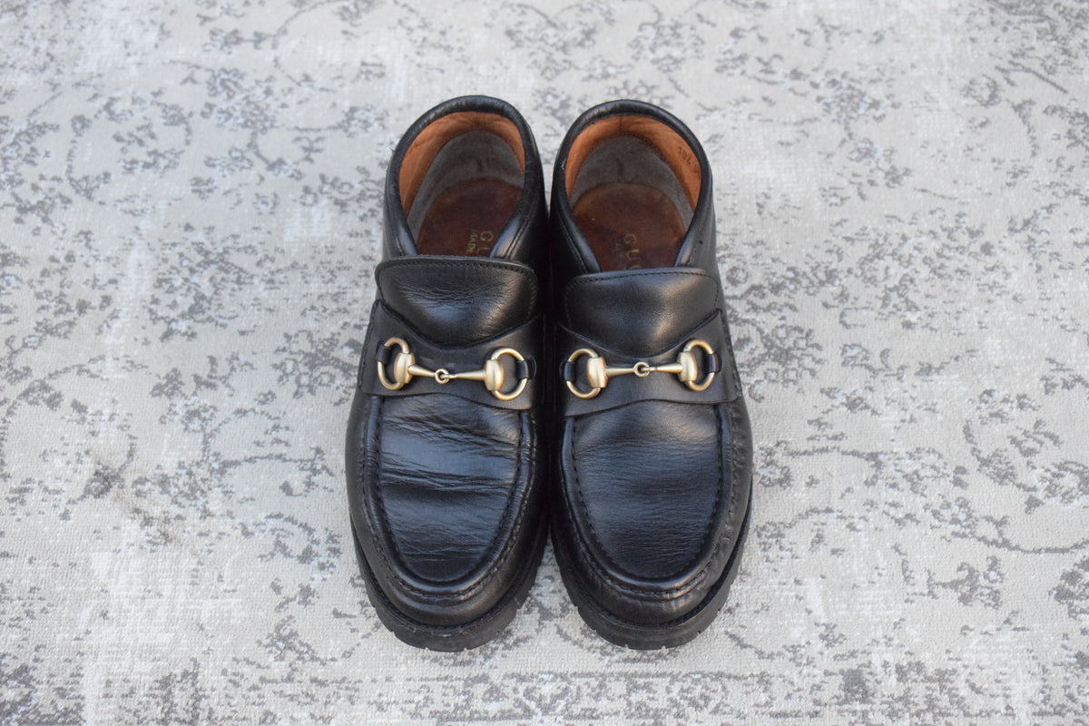 GUCCI グッチ｜ホースビット チャッカブーツ｜ホースビット レザー ブラック US6.5相当 / 23.5cm レディース ラバーソール W3637